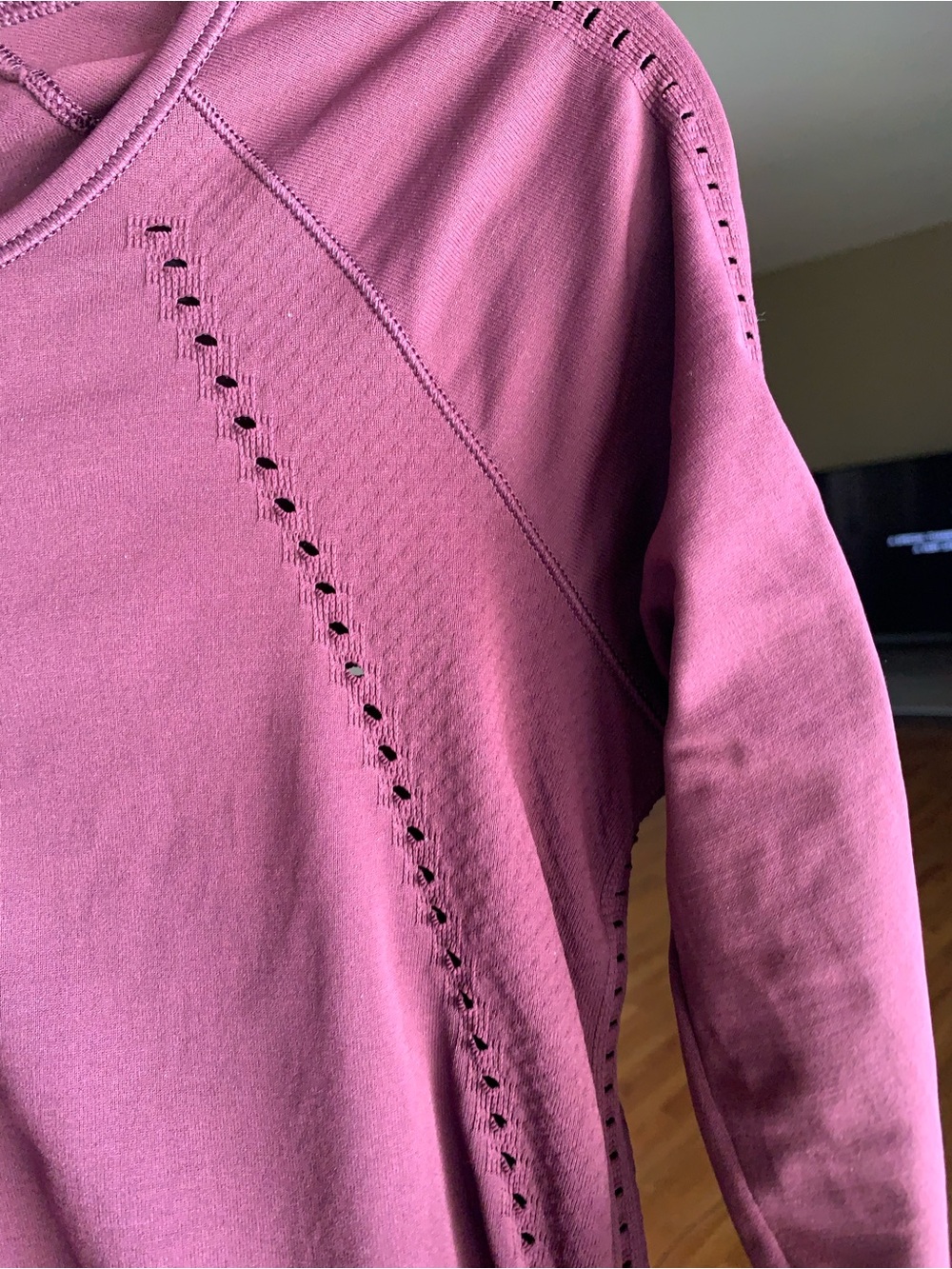 Athleta Deep Plum Long-Sleeve Perforated Crew Top - Picture 8 of 12